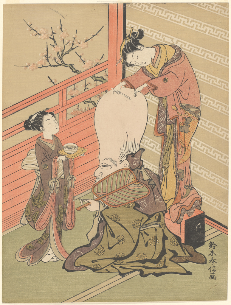 momorin絵画 Fukurokuju no atama o soru yūjo (Courtesan Shaving the Head of